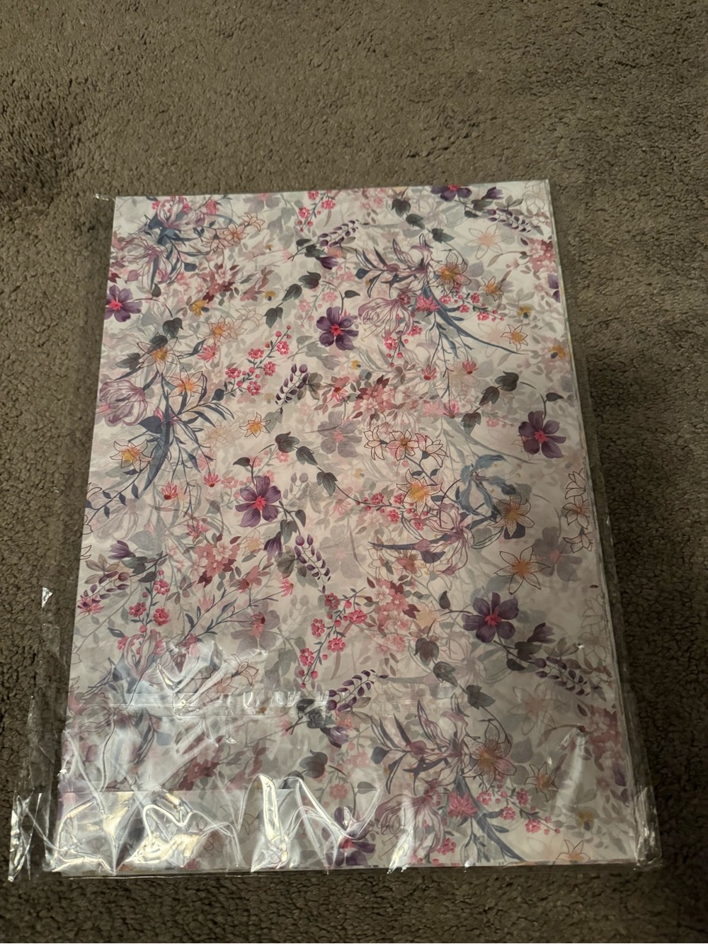 Floral Print tissue paper - Pink, Purple, Cream